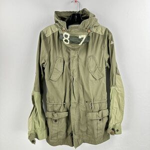 SCOTCH & SODA Super Parka‎ Olive Green Military Jacket Size 16 Cinch Zip Hood